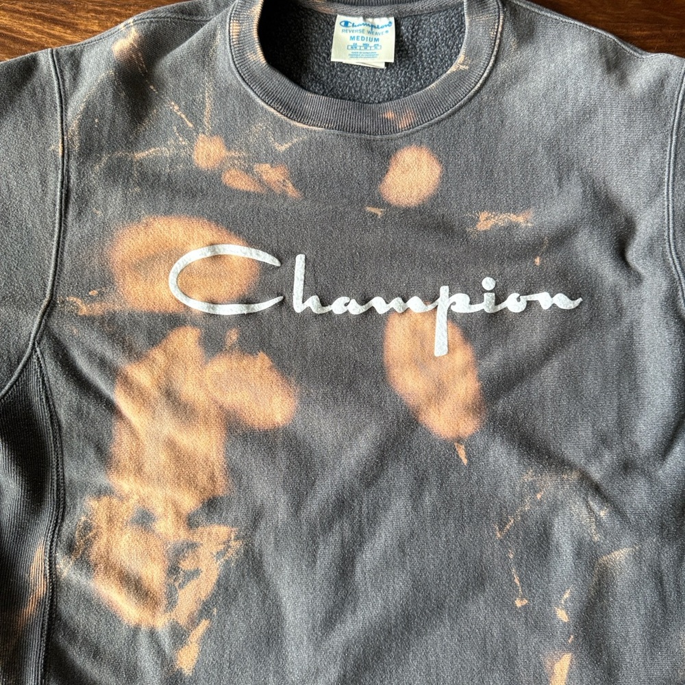 Reverse Weave Vintage Champion Charcoal and Orange Tie-Dye Crewneck Medium
